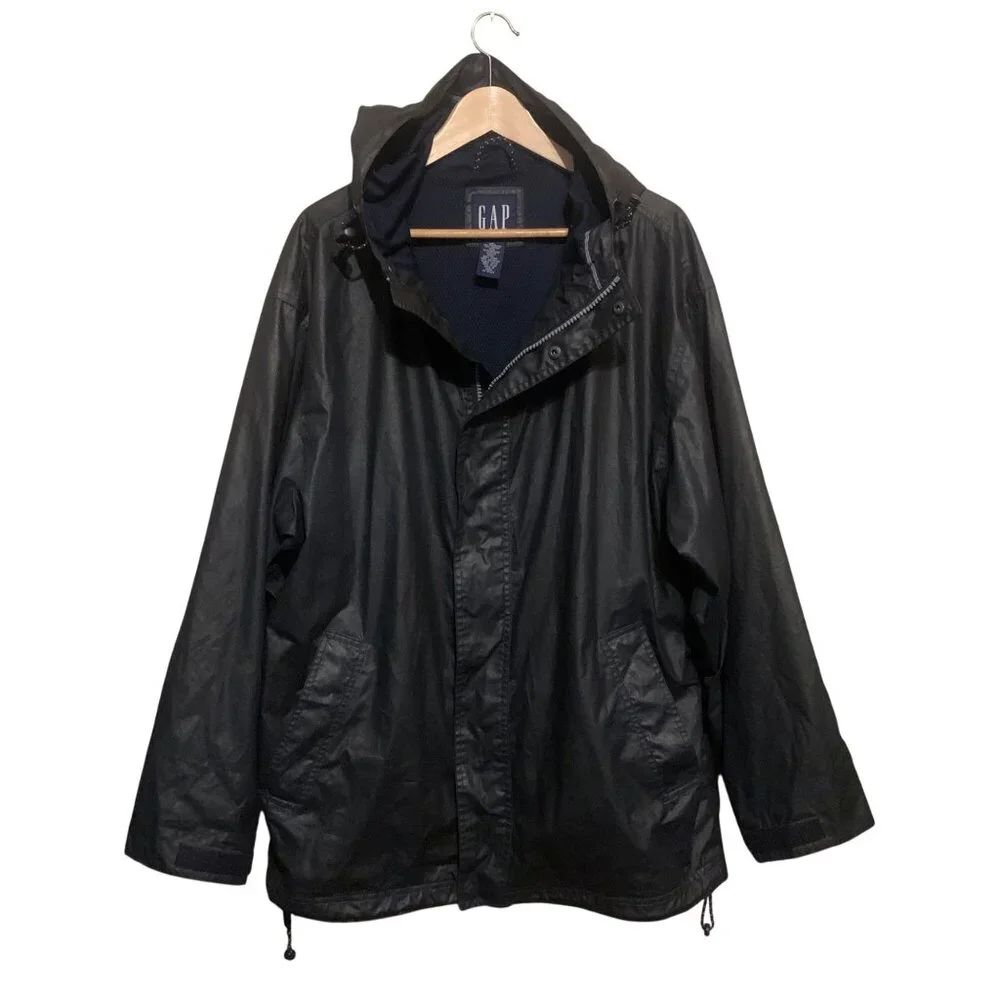 Gap Unisex Waxed Jacket Black‎ Style #776050-00 Sz Medium Oversized